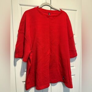 Comfrt - Oversized Red Textured Short-Sleeve Top - 3XL